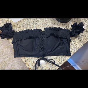 Lace Up Black Bikini Top